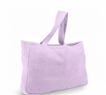 Pastel Lilac Leather Beach Tote Bag With Multi Storage Pockets, All-Match Daily & Seaside Shoulder Handbag