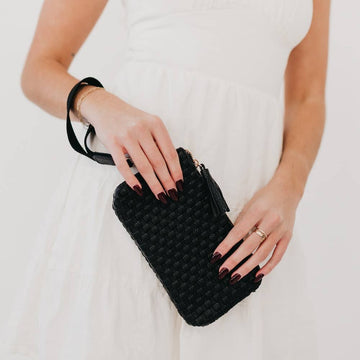 Multi-color Woven Faux Leather Wristlet Bag for Daily Outfits
