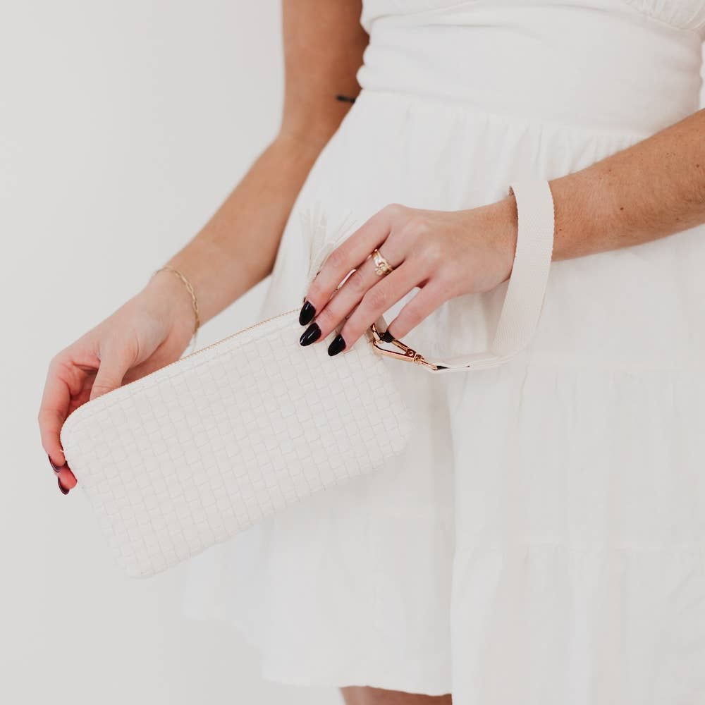 Multi-color Woven Faux Leather Wristlet Bag for Daily Outfits