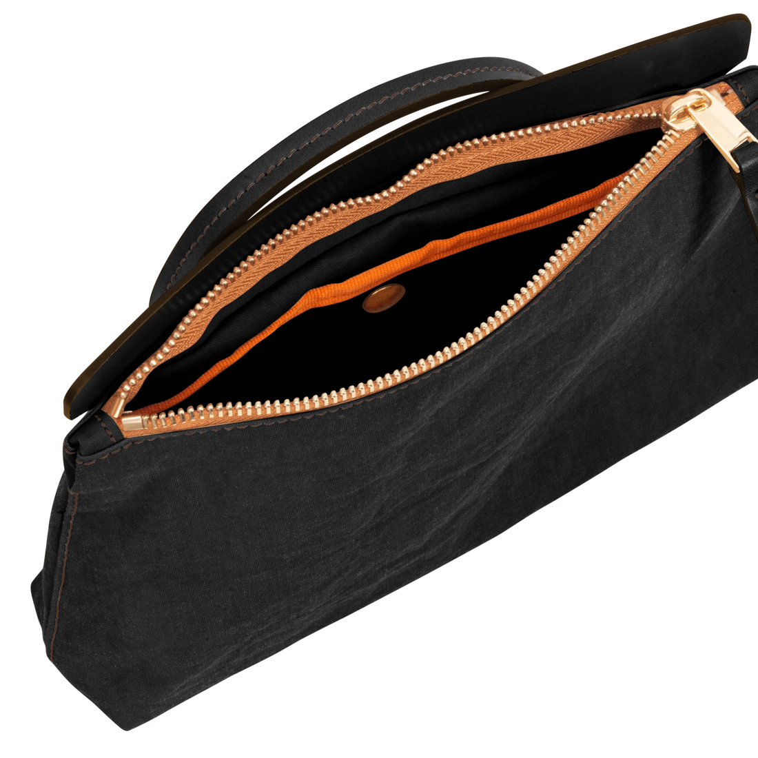 Mini Zipper Bag with Two-Tone Leather Handle, Daily Minimal Accessory