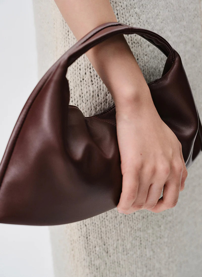 Warm Earthy Tone Soft Quilted Leather Bag with Curved Top Handle for Effortless Daily Style