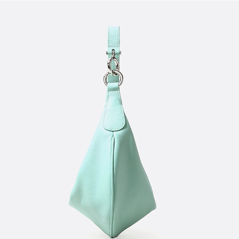 Mint Green Crescent Hobo Bag with Silver Ring Hardware for Daily Casual Looks