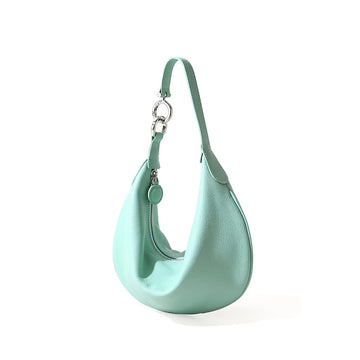 Mint Green Crescent Hobo Bag with Silver Ring Hardware for Daily Casual Looks